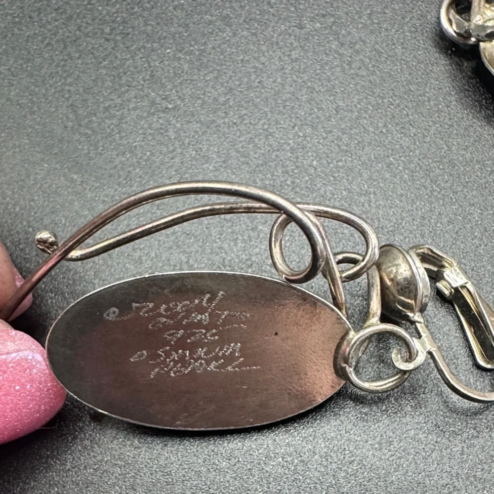 Pink Shell Sterling Silver Earrings and pendant  Artesian  Made